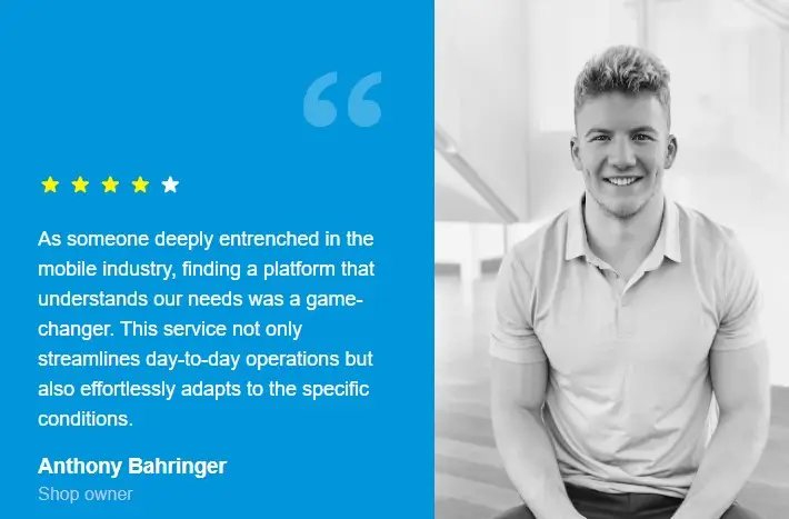 Customer testimonial background - satisfied CellStore user